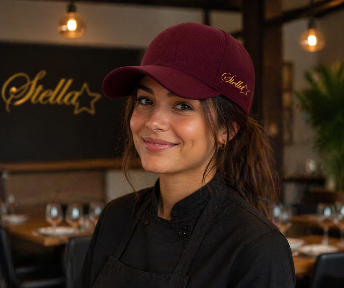 Cappellino Baseball "Stella" – Bordeaux con Ricamo Oro