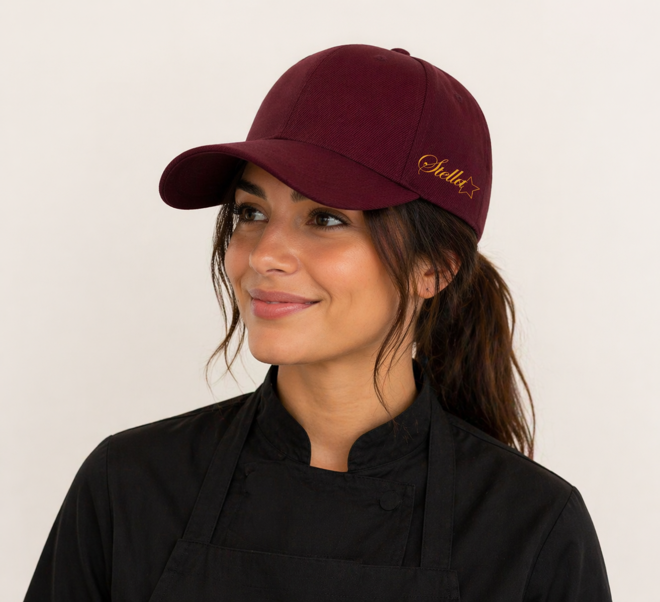 Cappellino Baseball "Stella" – Bordeaux con Ricamo Oro