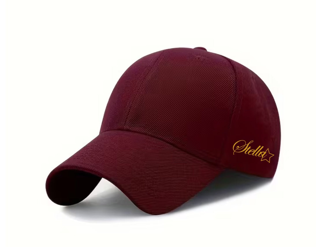 Cappellino Baseball "Stella" – Bordeaux con Ricamo Oro